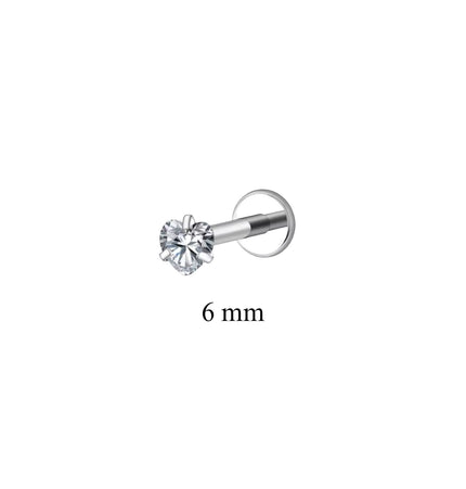 Titanio Crystal Heart Piercing - Silver