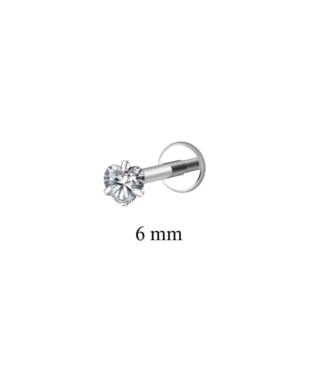 Titanio Crystal Heart Piercing - Silver