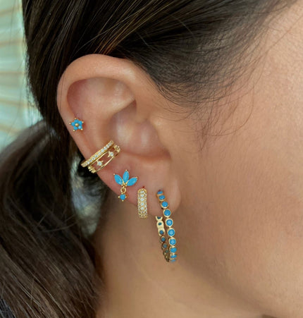 Piercing de Flor mini turquesa - Gold