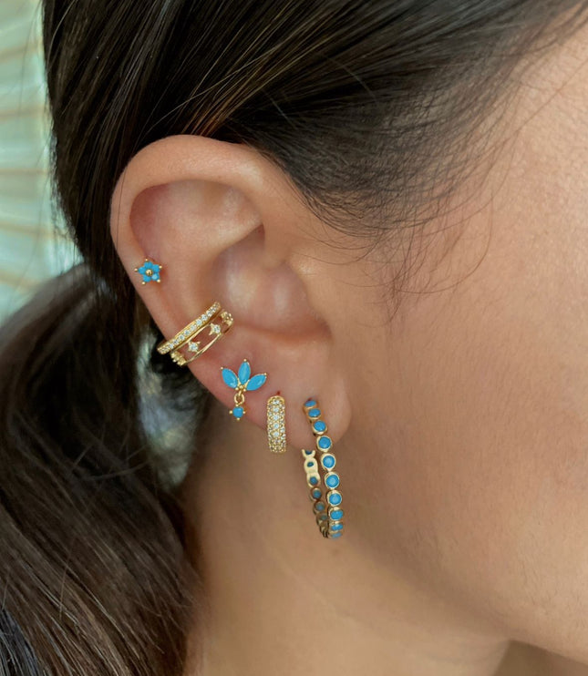 Piercing de Flor mini turquesa - Gold