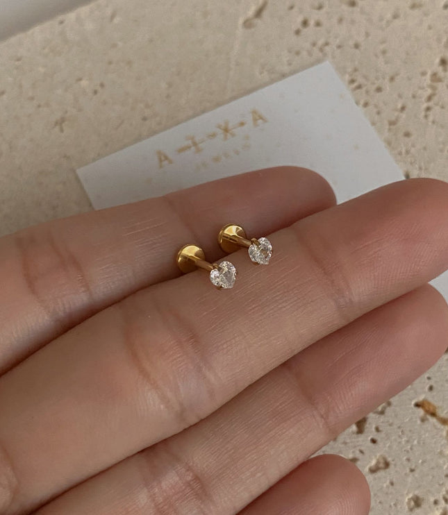 Titanio Crystal Heart Piercing - Gold