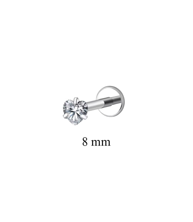Titanio Crystal Heart Piercing - Silver