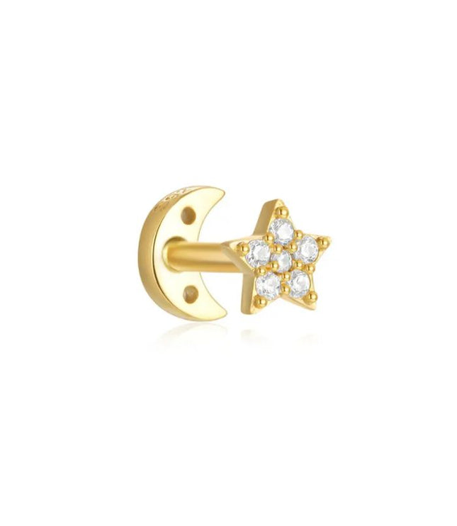 Reversible StarMoon Piercing - Gold