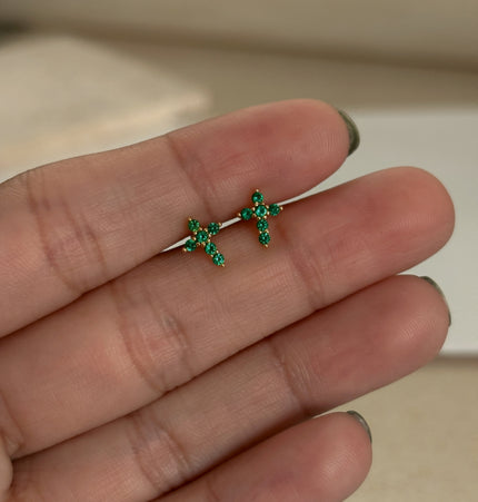 Studs Cruz mini esmeralda