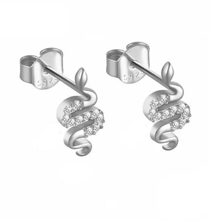 Shiny Snake Studs Silver