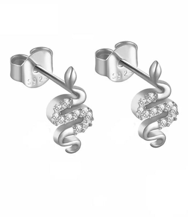 Shiny Snake Studs Silver