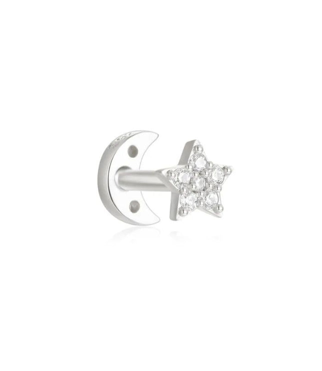 Reversible StarMoon Piercing - Silver