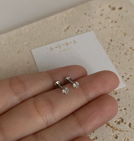 Titanio Crystal Heart Piercing - Silver