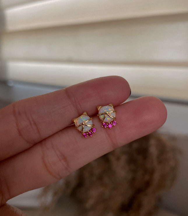 Kitty Opal Studs