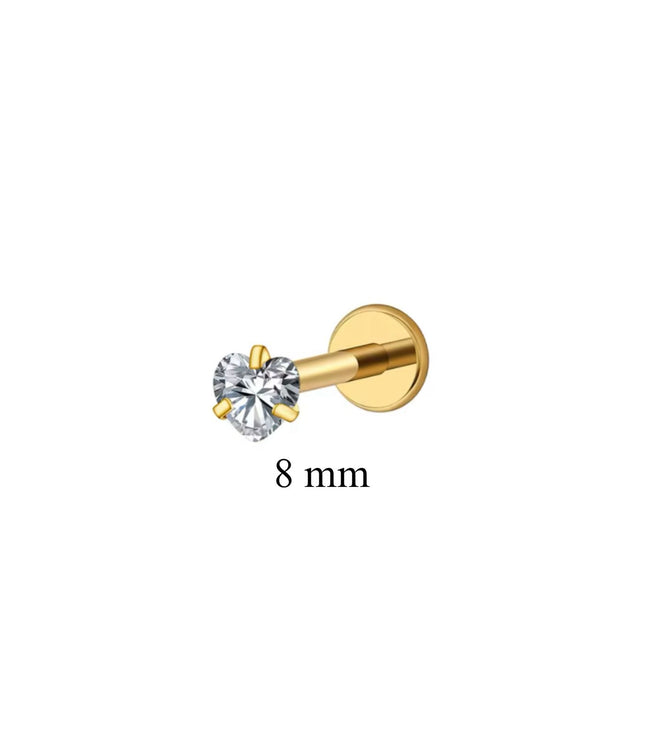 Titanio Crystal Heart Piercing - Gold