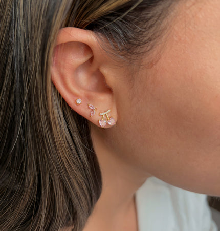 Pink Cherries Studs