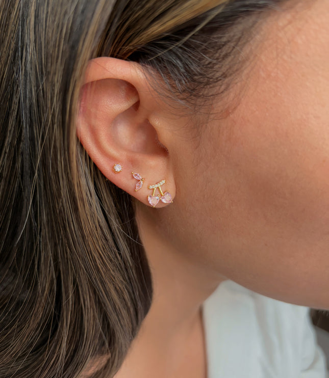 Pink Cherries Studs