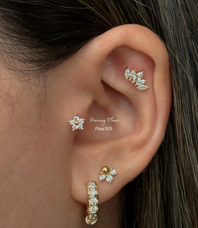 Piercing flower - Flat Gold
