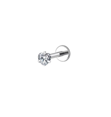 Titanio Crystal Heart Piercing - Silver