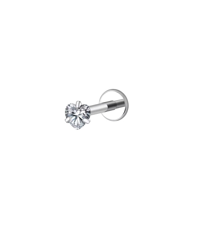 Titanio Crystal Heart Piercing - Silver