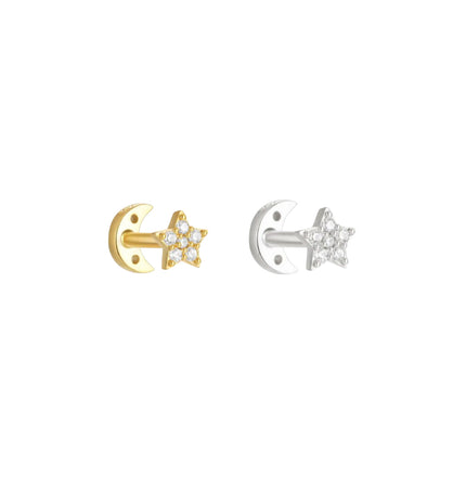 Reversible StarMoon Piercing - Gold