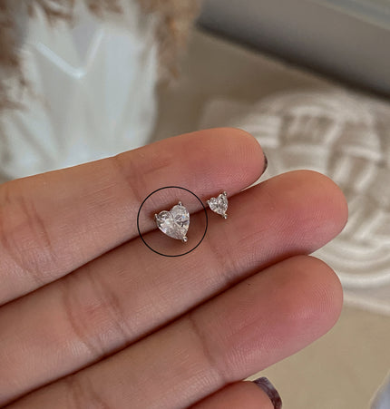 Piercing Crystal Heart Silver