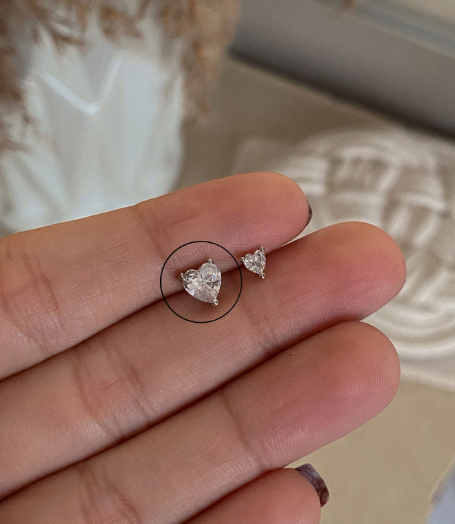 Piercing Crystal Heart Silver