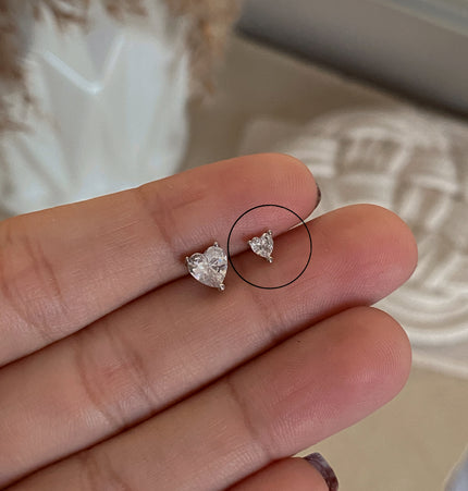 Piercing Crystal Heart Silver