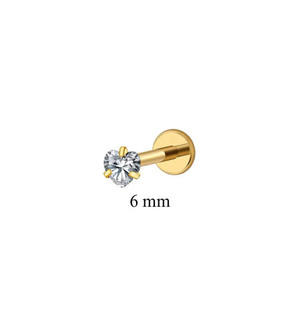 Titanio Crystal Heart Piercing - Gold