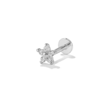 Piercing flower - Flat Silver