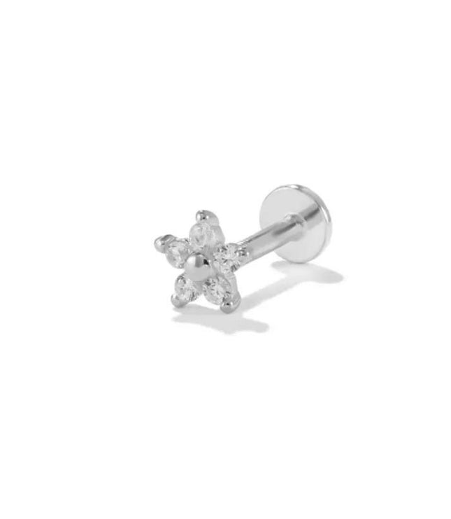 Piercing flower - Flat Silver