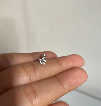 Piercing flower - Flat Silver