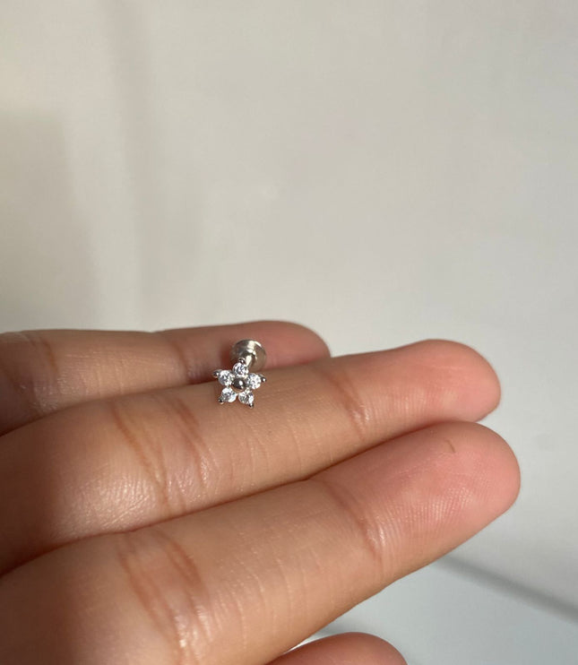 Piercing flower - Flat Silver