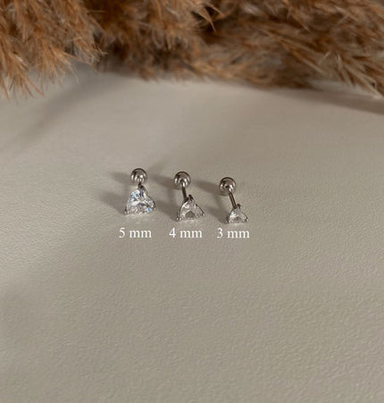 Piercing Crystal Heart Silver