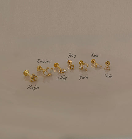 Trío piercing - flat opal