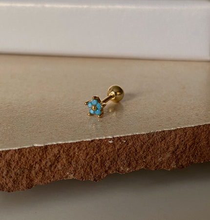 Piercing de Flor mini turquesa - Gold