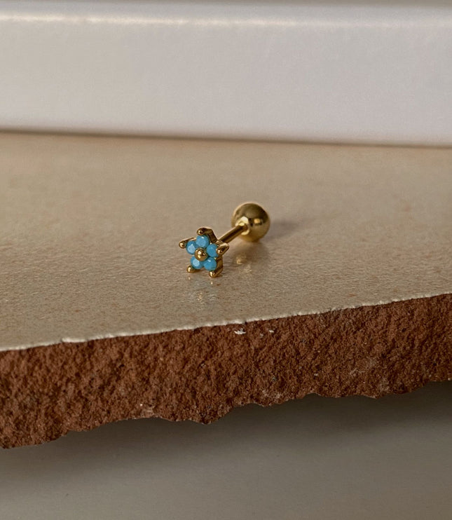 Piercing de Flor mini turquesa - Gold
